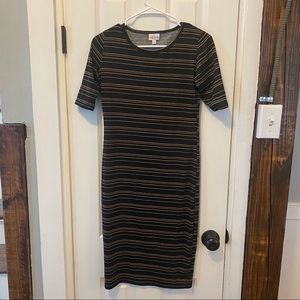 Lularoe Julia Brown and Black Stripped Dress